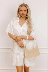 Oceanfront Villa Sequin Embroidered Mini Dress