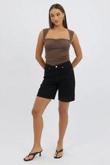 Brown Top Sleeveless Sweetheart Neck Supersoft