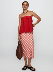 Ethel Strapless Linen Top Red