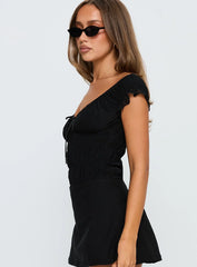 Ahead Of Myself Off Shoulder Bodysuit Black