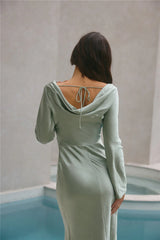 Forget Me Not Satin Maxi Dress Sage