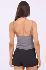 Grey Lace Tape Cami Sleeveless Adjustable Straps