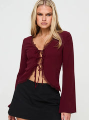 Hagner Long Sleeve Top Burgundy
