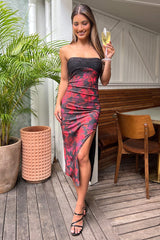 Multi Floral Bodycon Dress Mesh