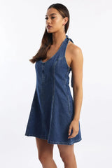 Blue Halter Neck Dress