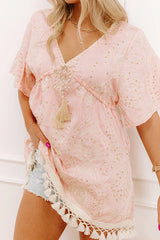 Shoreline Serenade Sequin Embroidered Mini Dress