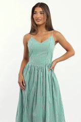 Green Check Maxi Dress Singlet
