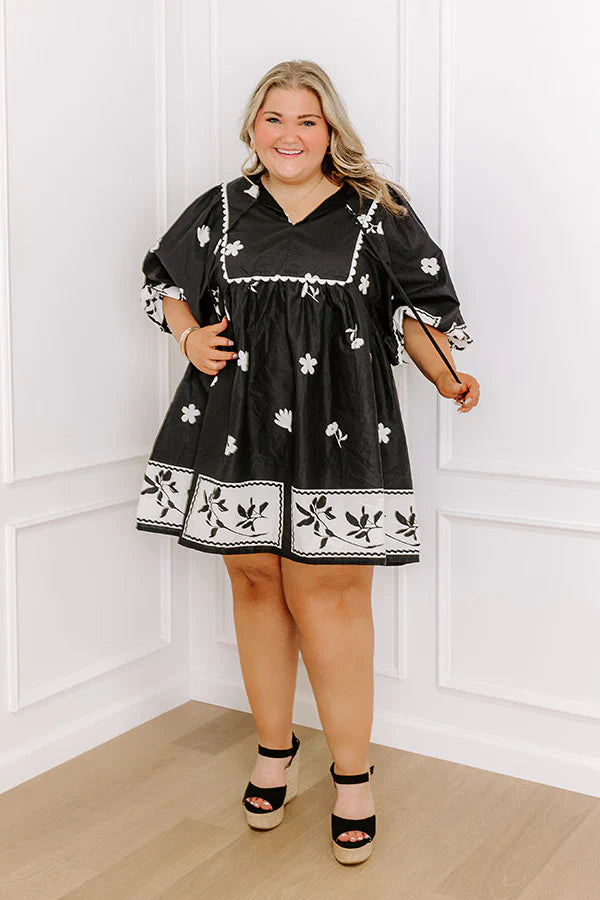 Picture Perfect Floral Mini Dress in Black Curves