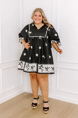Picture Perfect Floral Mini Dress in Black Curves