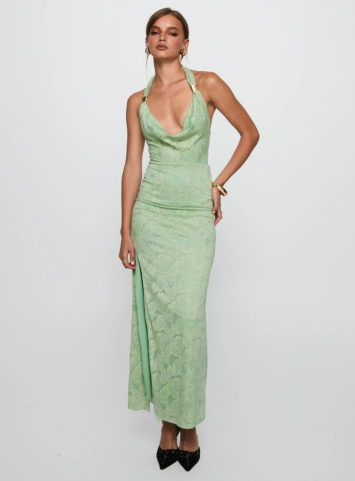 Starfall Halter Maxi Dress Sage