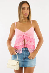 Pink Singlet Top Lace