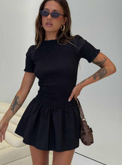 Laurita Shirred Mini Dress Black