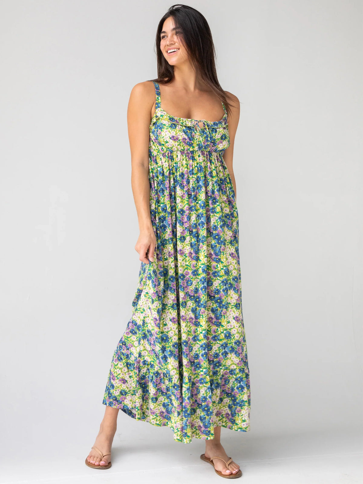 Elizabeth Maxi Dress - Green Floral