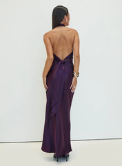 Rosaminta Halter Maxi Dress Plum Petite