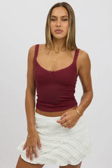Red Sleeveless Tank Top Rib