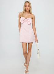 Genevie Strapless Bow Bust Mini Dress Light Pink