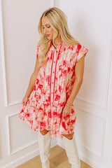 Artistic Flow Button Down Mini Dress in Scarlet