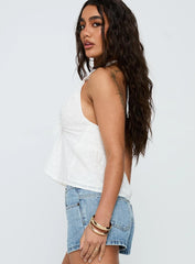 Gadot Anglaise Halter Top White