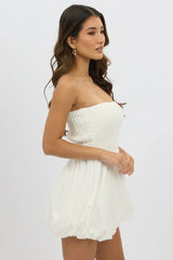 White Bubble Mini Dress Strapless