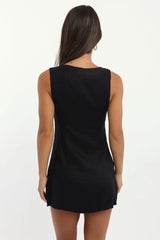 Black Vest Dress Mini Button Down