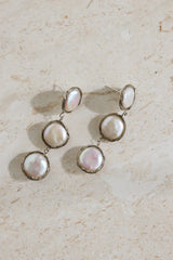 18K Gold Plated Precious Pearls Earrings Silver