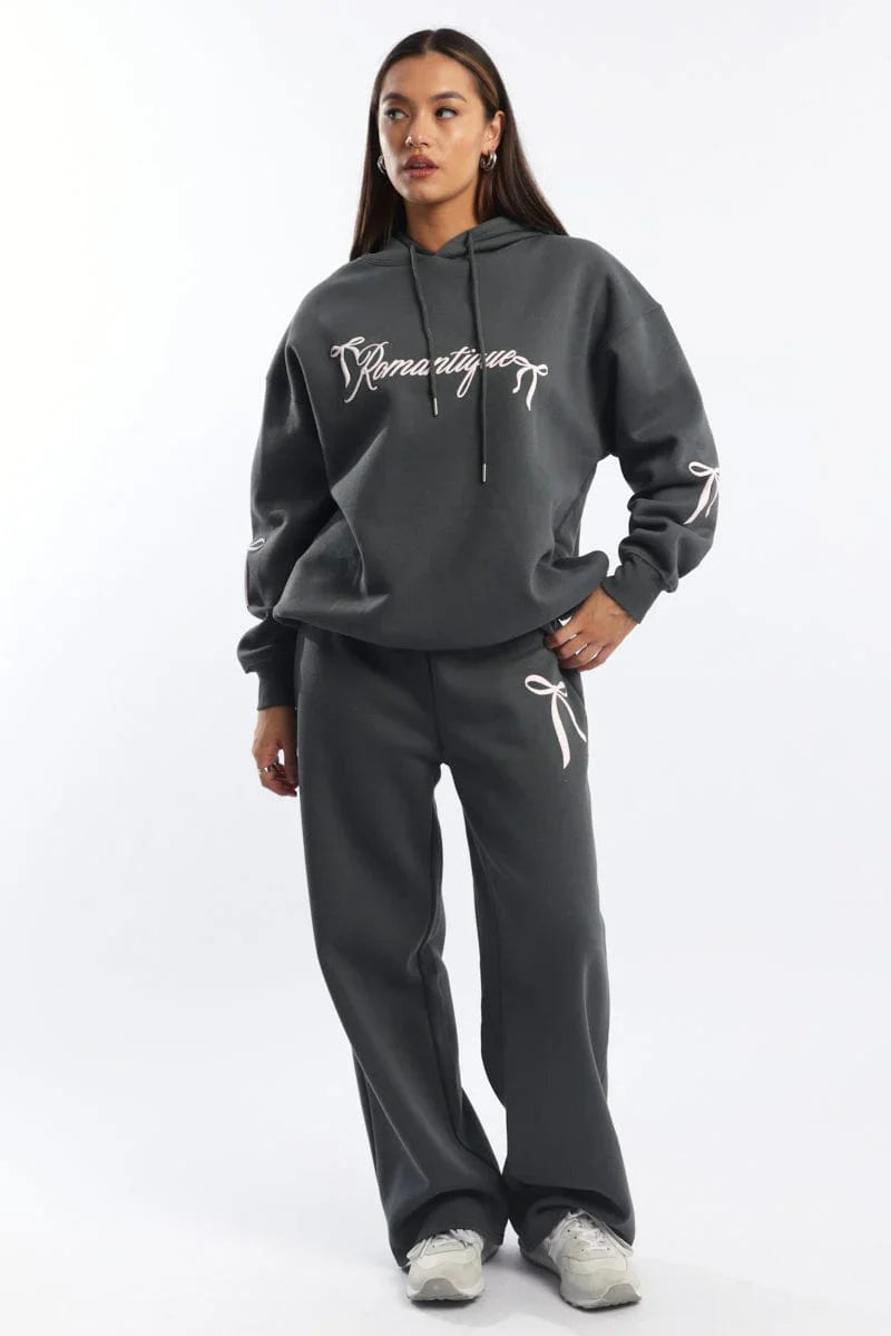 Grey Track Pants Wide Leg