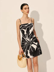 Abstract Floral Print Cami Dress