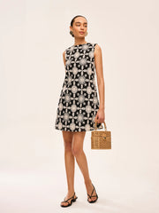 Embroidered Cotton Sleeveless Dress