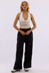 White Halter Neck Top Lace