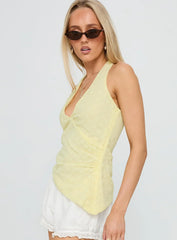 Isabellah Cross Front Halter Top Yellow
