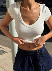 Lovely Day V Neck Top White
