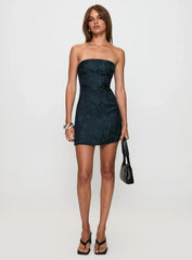 Ramie Strapless Mini Dress Navy