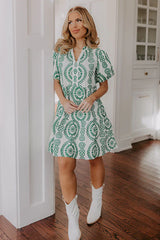 Sunny Outlook Eyelet Mini Dress in Green