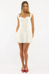 White Mini Dress Drop Waist