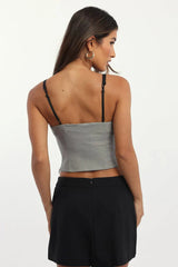Grey Cami Bandeau Sleeveless Sweetheart Neckline