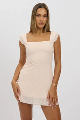 Pink Mini Dress Square Neck