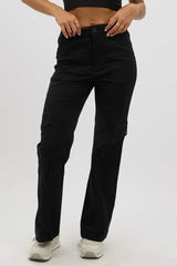 Black Cargo Pants Mid Rise