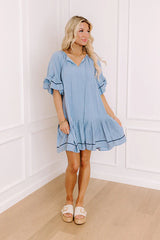 Mimosas On The Patio Mini Dress in Airy Blue