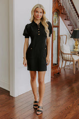 Vino On The Patio Knit Mini Dress in Black
