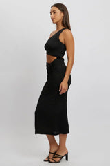 Black Bodycon Dress One Shoulder Maxi