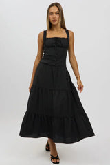 Black Maxi Dress Drop Waist