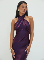 Rosaminta Halter Maxi Dress Plum Petite