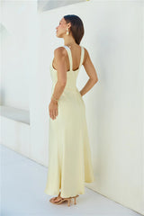 Cheers To You Satin Maxi Dress Yellow