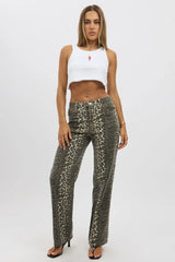 Brown Animal Print Baggy Jeans Leopard Pattern