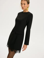 Lace Trim Tailored Mini Dress