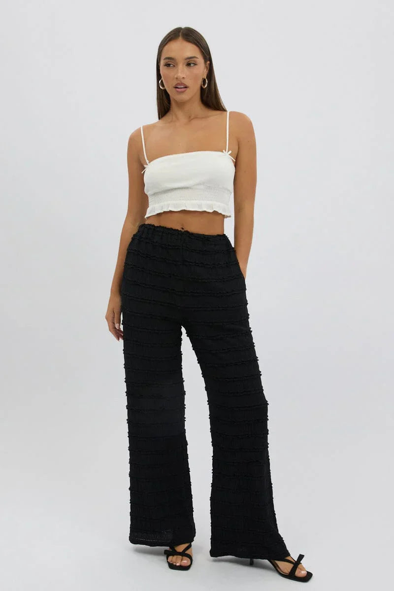Black Wide Leg Pant Lace