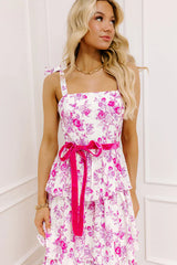 Feeling Dreamy Floral Tiered Maxi Dress in Fuchsia