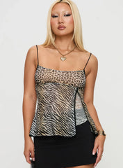 Golden Age Split Cami Top Leopard Multi