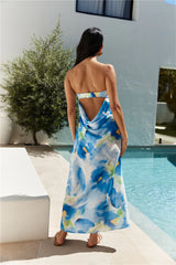 Bliss Cove Strapless Midi Dress Blue