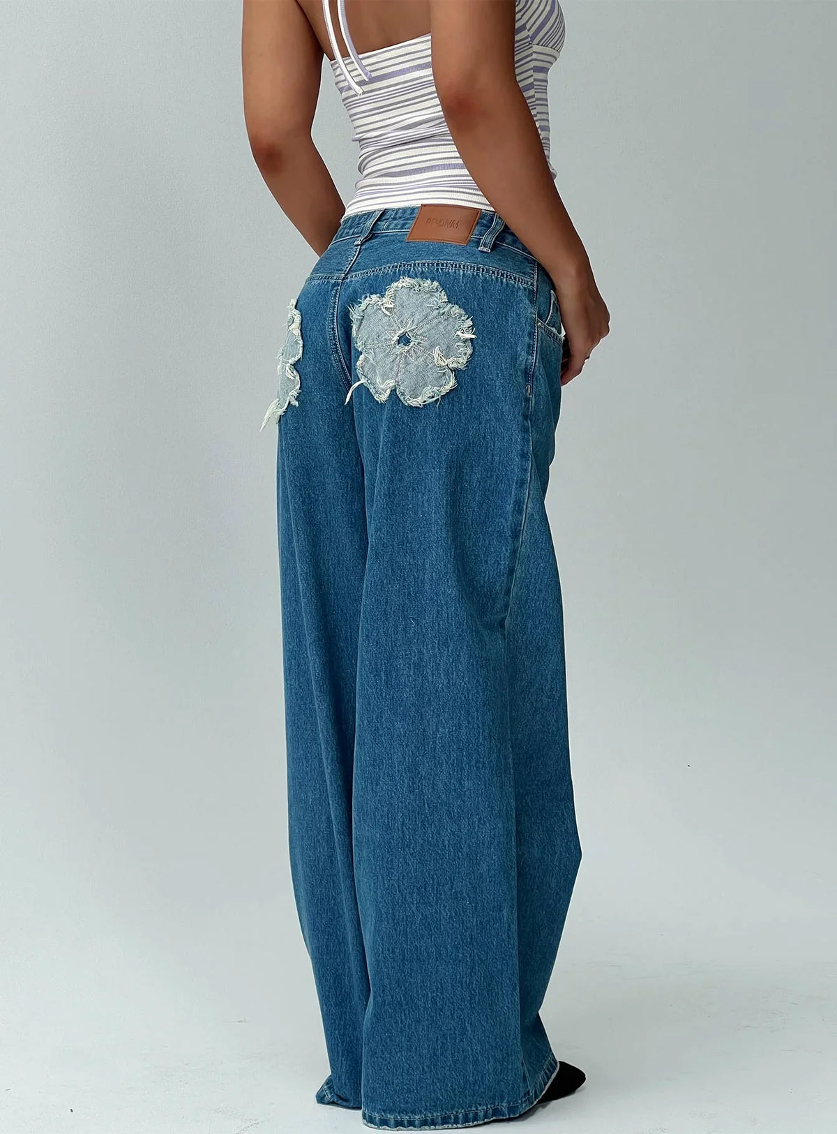 A Keeper Flower Patch Jeans Mid Blue